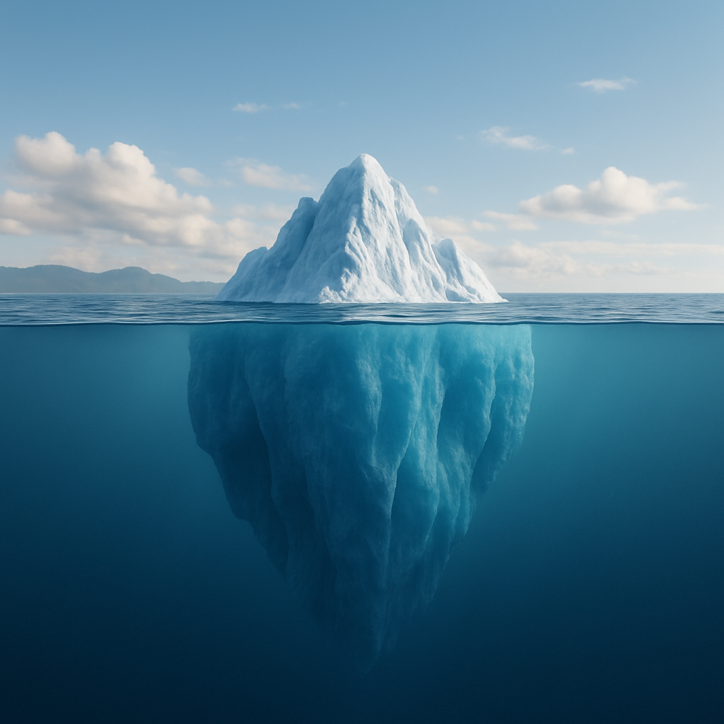 Illustration of an iceberg – visual metaphor for hidden software costs beneath the surface